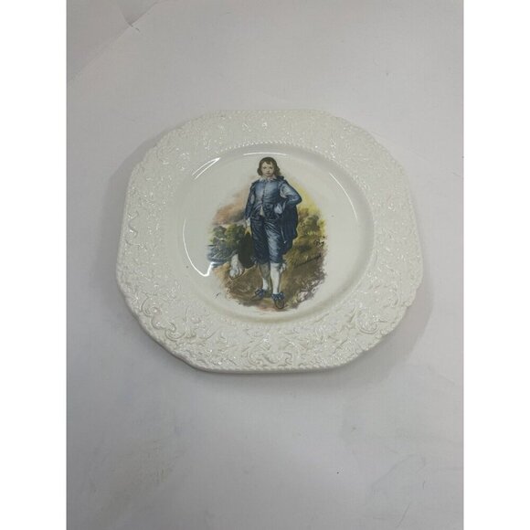 Burleigh Staffordshire Blue Boy Side Plate England Vintage China Ceramic - Picture 1 of 5